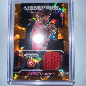 2021- JALEN JOHNSON Prizm Sensational Swatches Jersey Patch Orange Ice RC M/NM